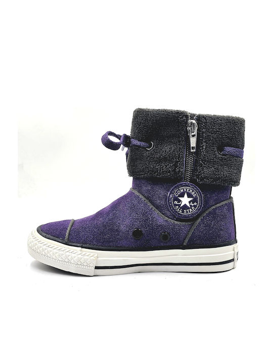 All Star Lederne Kinderstiefeletten mit Reißverschluss Lila