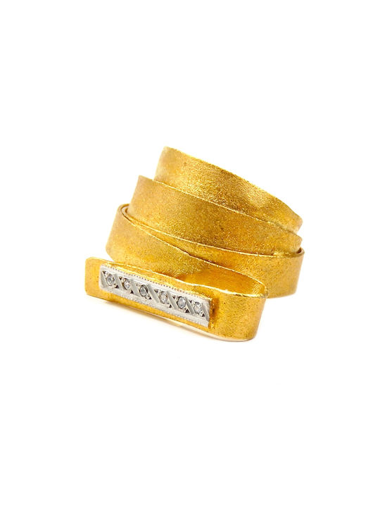 Polytimo Damen Ring mit Zirkonia aus Weißgold 14K