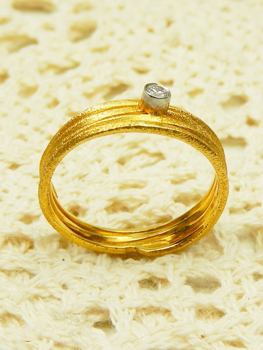 Polytimo Ring with Zircon made of White gold 14K