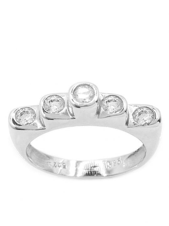 Polytimo Women's Half Eternity Band with Zircon from White Gold 14K