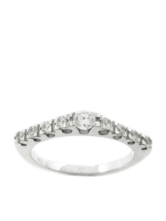 Polytimo Ring with Zircon made of White gold 14K