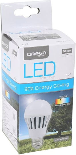 Omega LED-Lampe 7W für Fassung E27 und Form A19 Warmes Weiß 520lm