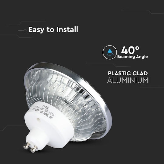 V-TAC LED Bulb 12W 91mm for Socket GU10 and Shape AR111 Cool White 900lm