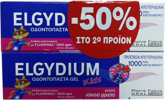 Elgydium Elgydium Kids Paste De Dinți Pentru Bebeluşi Pentru 2+ Ani 2 Bucăți Cu Aromă De Mure Roșii 50ml