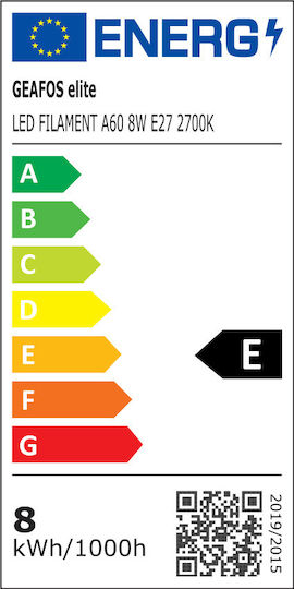 Evivak LED Bulb 8W for Socket E27 and Shape A60 Warm White 880lm