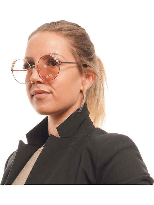 Guess Ochelari de Soare Pentru Femei cu Ramă Metalică Auriu și Lentile Roz Degrade GF0355 28T