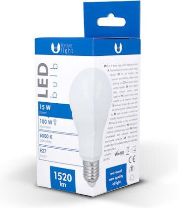 Forever Light Bec LED 15W pentru Soclu E27 și Formă A65 Alb rece 1520lm