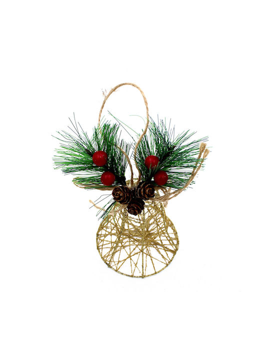 Διακοσμητική Κρεμαστή Christmas Bell Ornament Gold 8x13cm