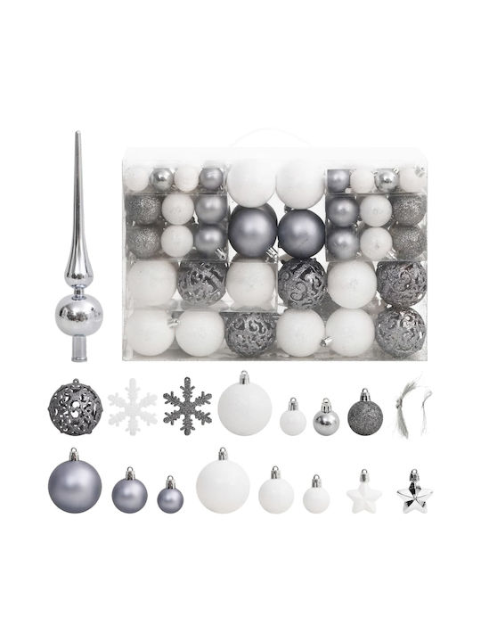 vidaXL Christmas Glass Ball Ornament White 111pcs