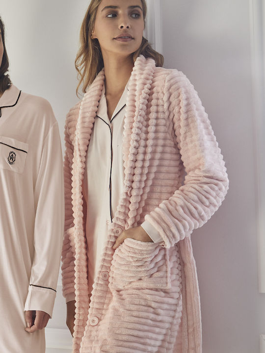 Admas Winter Damen Pyjama-Oberteil Rosa