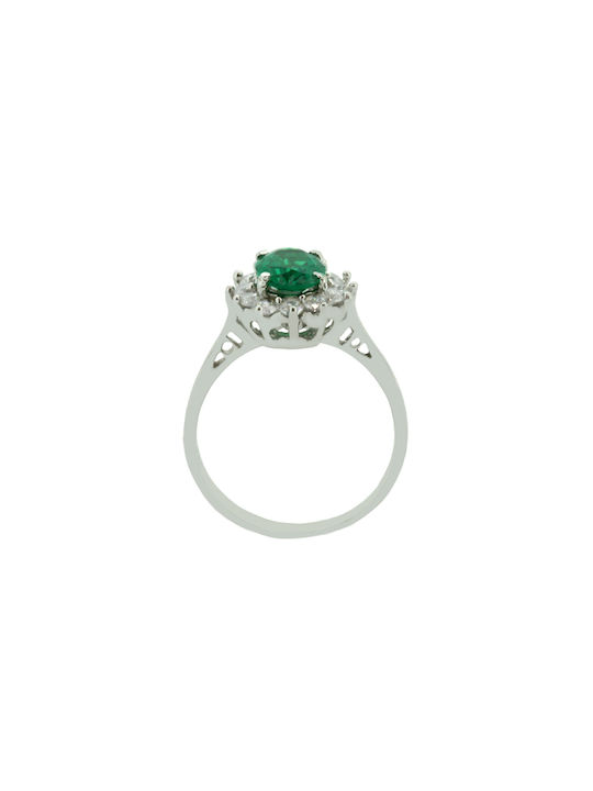 Women's White Gold Ring with Zircon 14K