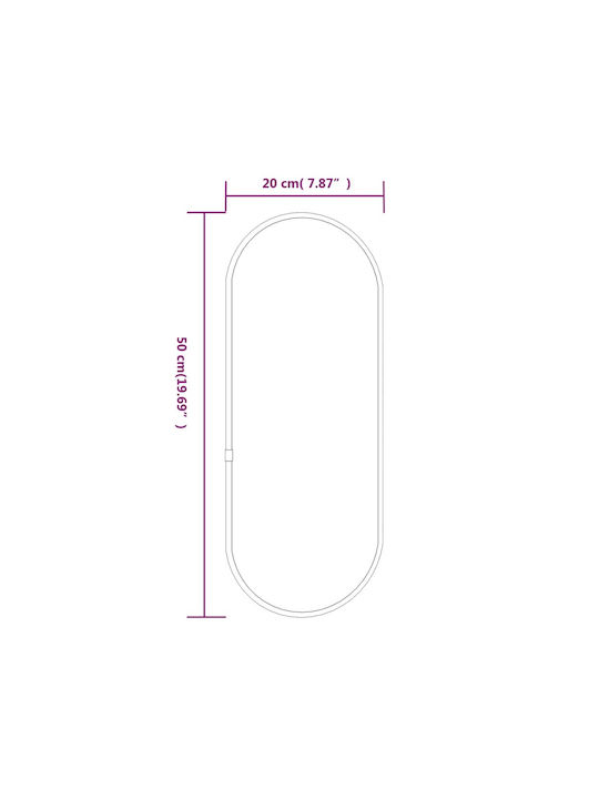 vidaXL Wandspiegel Oval mit Silber Glas Rahmen 20x50cm 1Stück