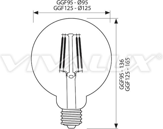 Vivalux LED Bulb 8W for Socket E27 and Shape G95 Warm White 230lm