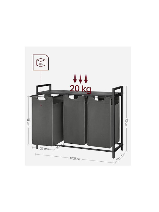 Vasagle Καλάθι Απλύτων Μεταλλικό 114lt 92.5x33x72cm Μαύρο