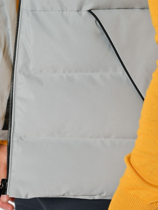 Sleeveless Winter Jacket Puffer Silver
