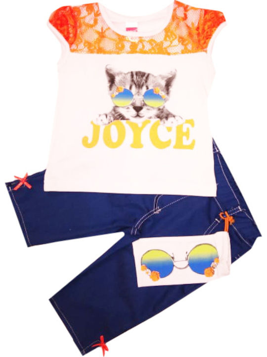 Joyce Kids' Set with Pants Summer 2pcs Orange/Blue