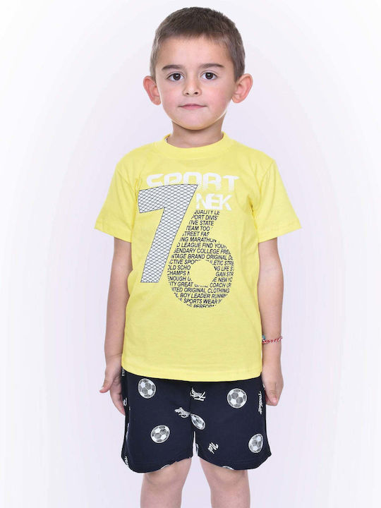 Nek Kids Wear Kids Set with Shorts Summer 2pcs Yellow