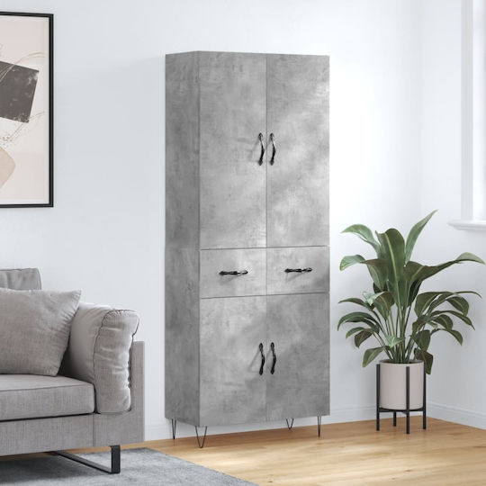 Dulap De Depozitare Pentru Birou Din Lemn Gri 69.5x34x180cm
