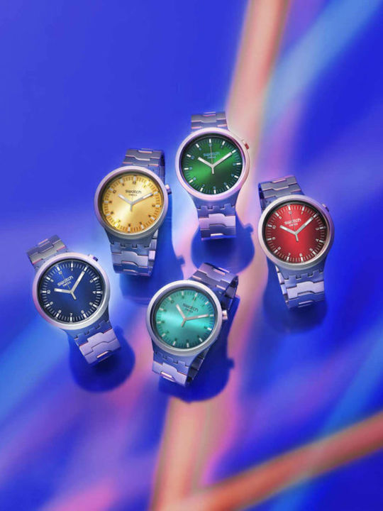 Swatch Shimmer Men's Watch 47mm Battery with Silver Metal Bracelet