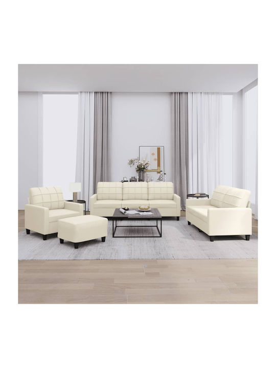 Living Room Furniture Set 3-Seater & 2-Seater & Armchair & Stool Beige