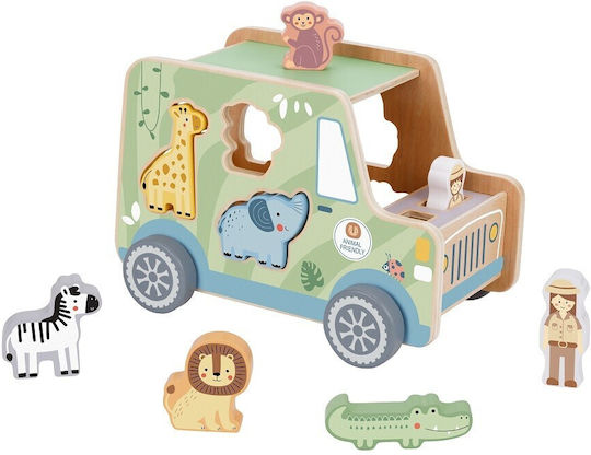 Tooky Toys Shape Sorting Toy Jeep Safari made of Wood for 18++ Months