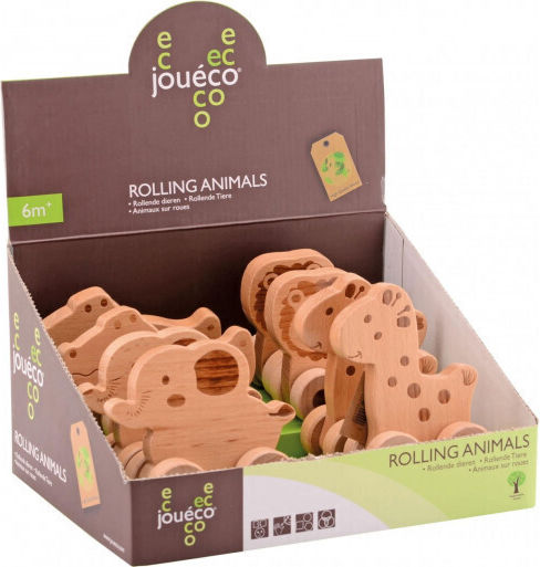 Joueco Ζωάκι Rolling Animal Natural Elephant από Ξύλο για 6+ Μηνών Ελέφαντας