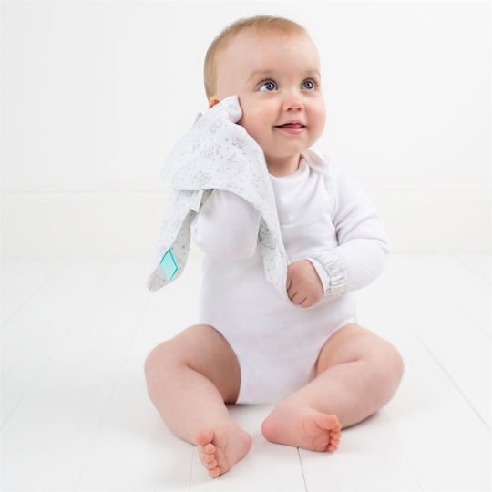 Cheeky Chompers Baby Cloth Comfort Blanket with Teether - Hippo White