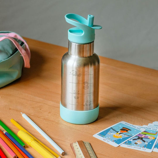 Gaspajoe Kids Water Bottle Thermos Stainless Steel Non Spill Green 350ml