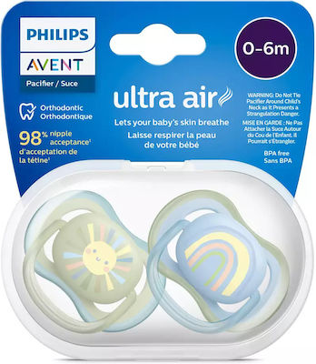 Philips Pacifier Silicone Ultra Air Sun/Rainbow Green/Light Blue for 0-6 months 1pcs