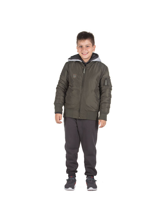 District75 Kinderjacke Kurz mit Kapuze Khaki Jacket