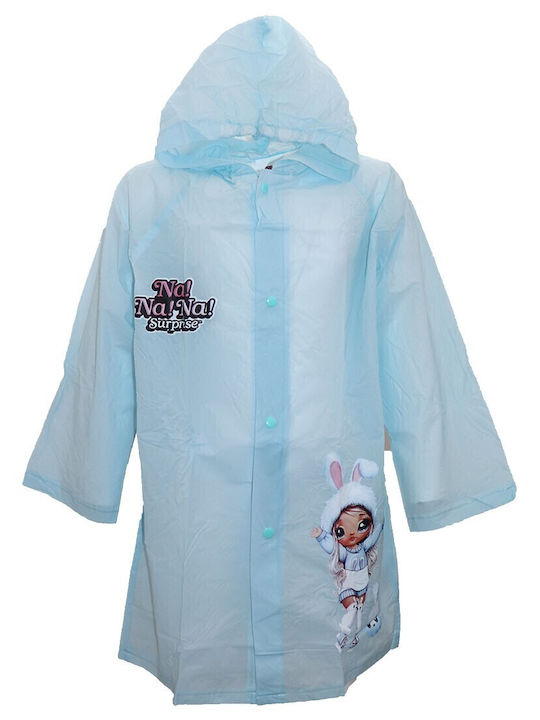 Waterproof Kids' Casual Jacket Long with Hood Light Blue