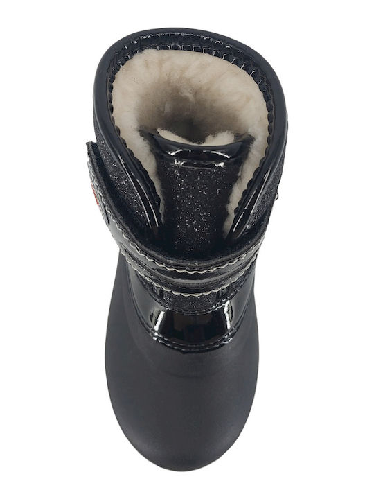 Bibra Lux 81 Suede Kinder-Schneestiefel mit Klettverschluss Schwarze