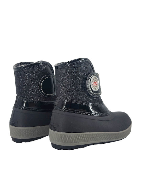 Bibra Lux 81 Suede Kinder-Schneestiefel mit Klettverschluss Schwarze