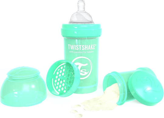 Twistshake Πλαστικό Μπιμπερό Pastel Green Μπιμπερό Κατά των Κολικών Κατά των Κολικών με Θηλή Σιλικόνης Πράσινο 180ml