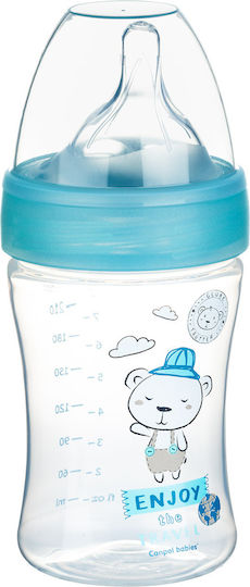 Canpol Babies Plastic Baby Bottle Haberman Bear Anti-colic with Silicone Teat for 0+ Months Blue 260ml