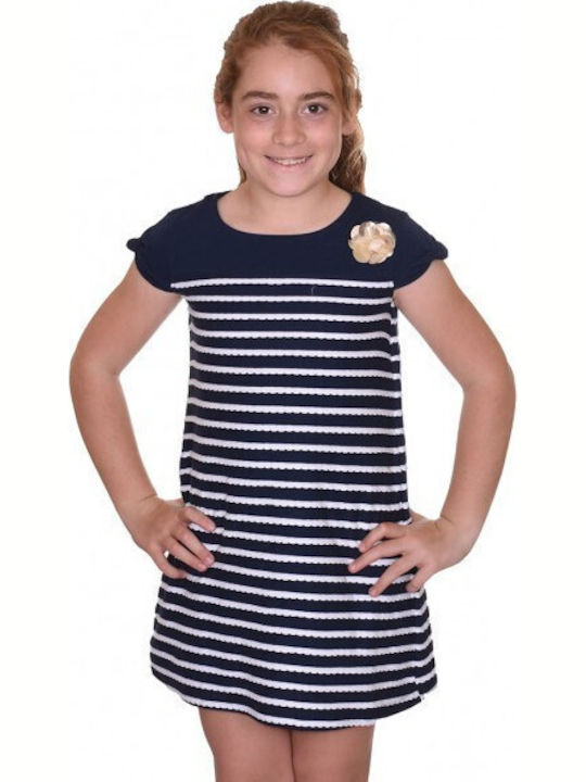 Boboli Mädchen Kleid Kurzärmelig Marineblau