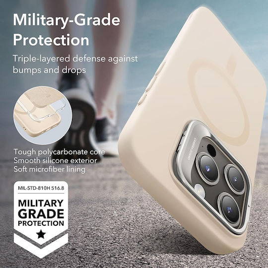 ESR Cloud Soft Halolock Kickstand Umschlag Rückseite Silikon 1.2mm Beige (iPhone 15 Pro Max)