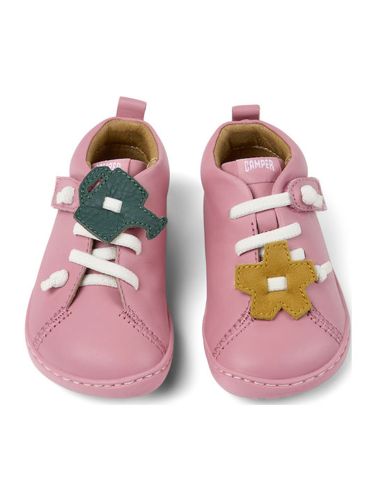 Leather Kids Boots with Laces Pink