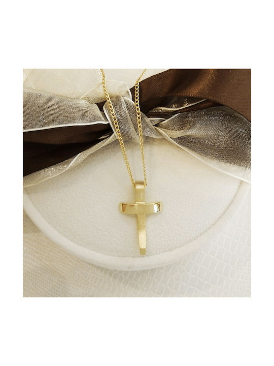 Polytimo Men's Gold Cross 14K with Chain