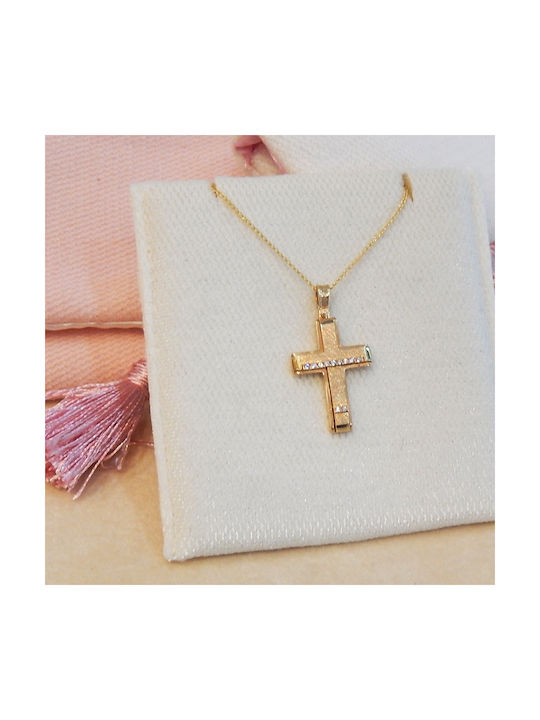 Polytimo Women's Gold Cross 14K with Chain