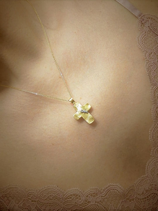 Polytimo Women's Gold Cross 14K with Chain