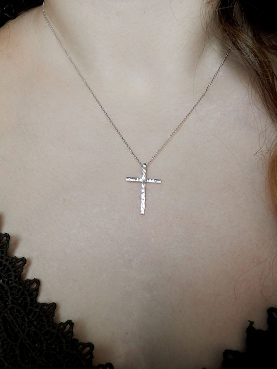 Polytimo White Gold Cross 18K with Chain