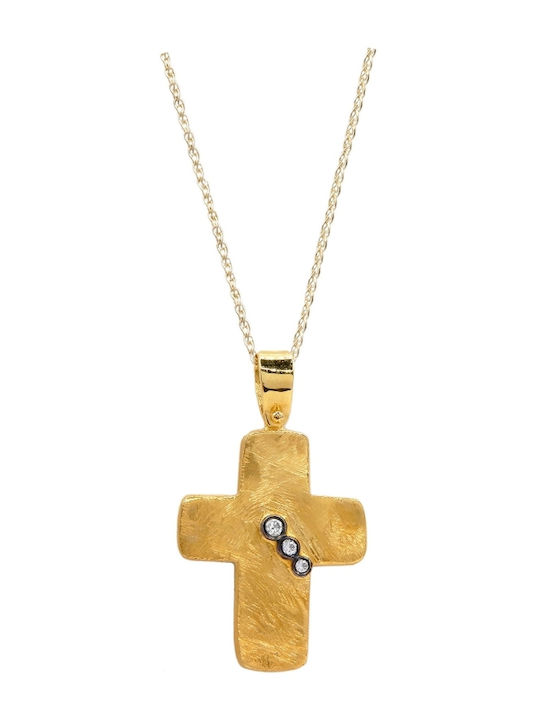 Polytimo Women's Gold Cross 14K with Chain