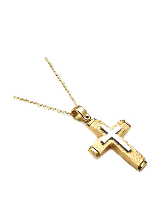 Polytimo Мъжки Златен Кръст 14K с Верижка