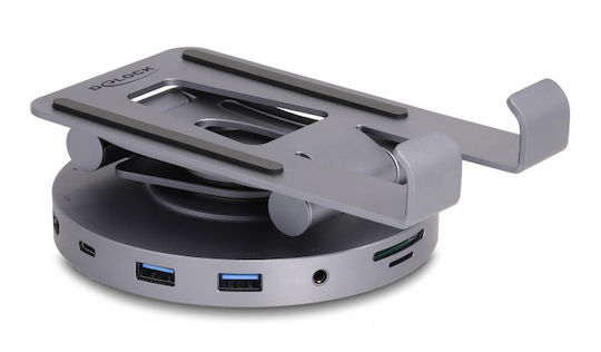 DeLock USB-C Докинг станция с HDMI 4K PD Етърнет Сив (88017)
