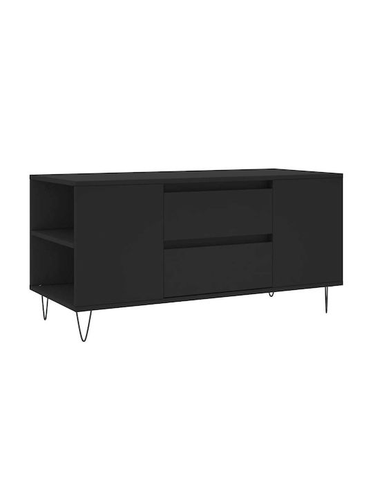 Rectangular Coffee Table Wooden Black Velvet-Black Metal L102xW44.5xH50cm.