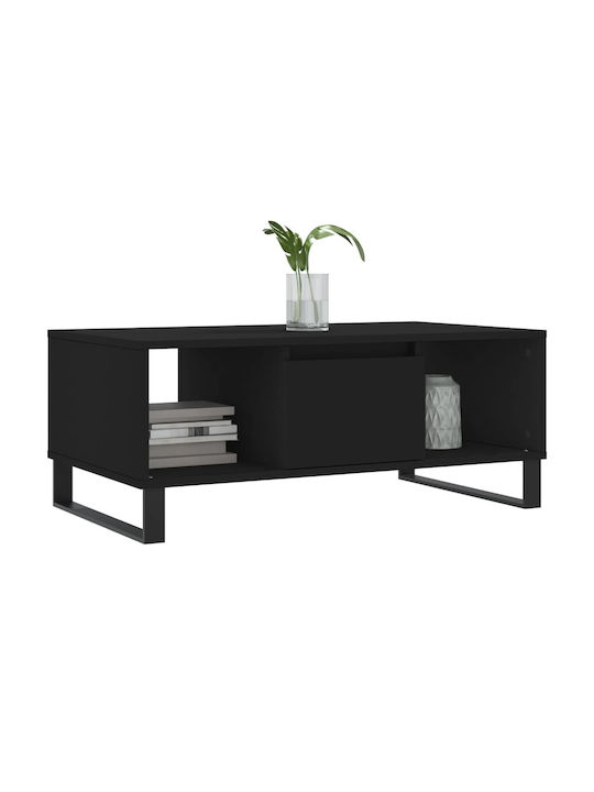 Rectangular Central Wooden Coffee Table with Drawers Black M90xP50xH36.5cm