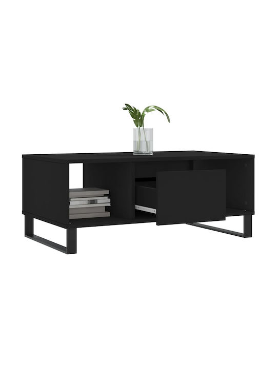 Rectangular Central Wooden Coffee Table with Drawers Black M90xP50xH36.5cm