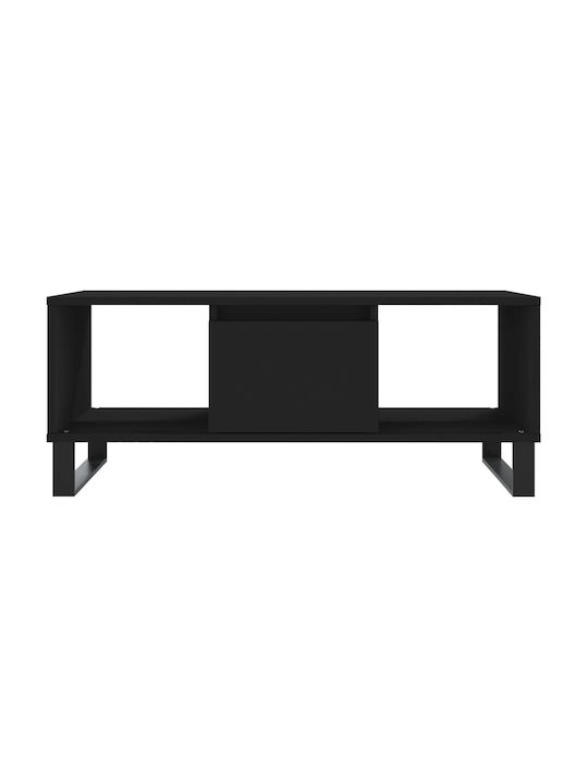 Rectangular Central Wooden Coffee Table with Drawers Black M90xP50xH36.5cm