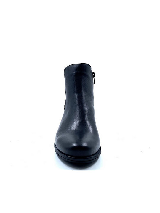 Leder Stiefeletten Damen Schwarz